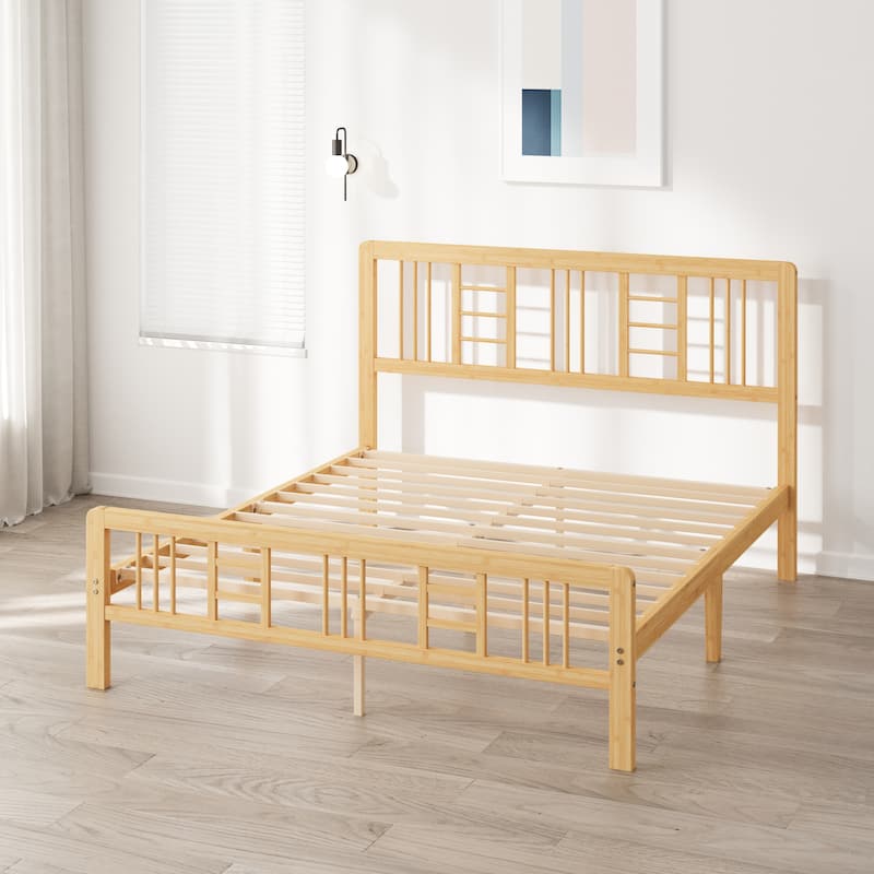 Wood Bed Frame with headboard and footboard - Queen