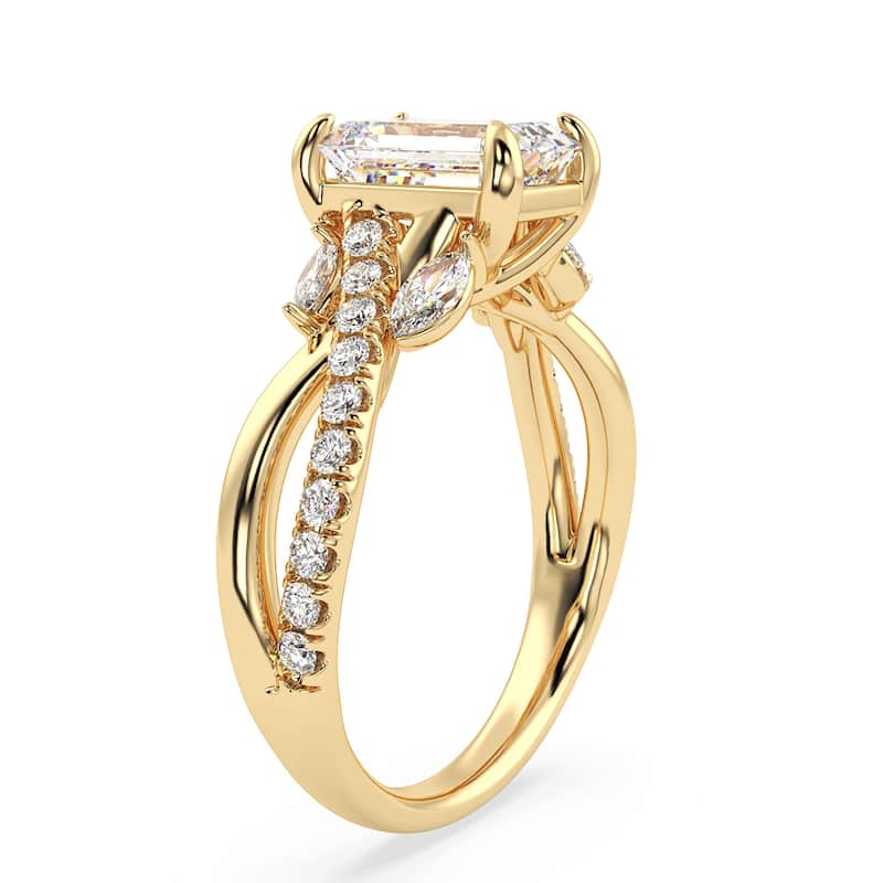 Auriya 14k Gold 6 3/5ctw Lab Grown Emerald Nature's Inspired Diamond Engagement Ring (F-G VS)