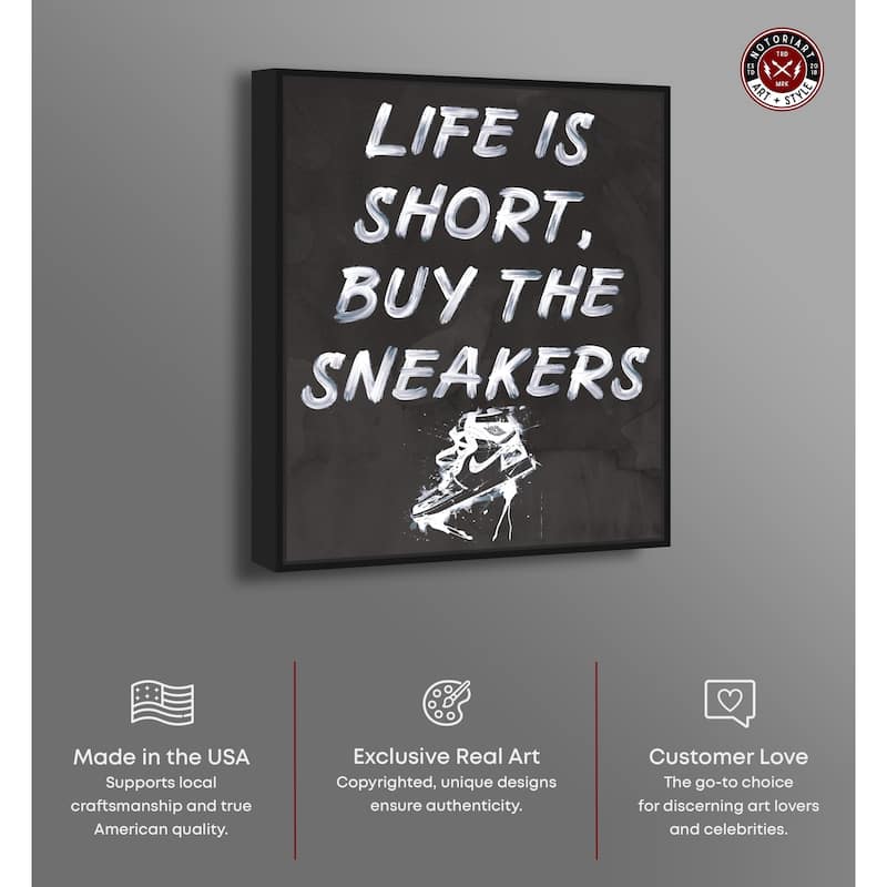 Notoriart Buy The Sneakers Framed Sneaker 1 Piece Canvas Wall Art