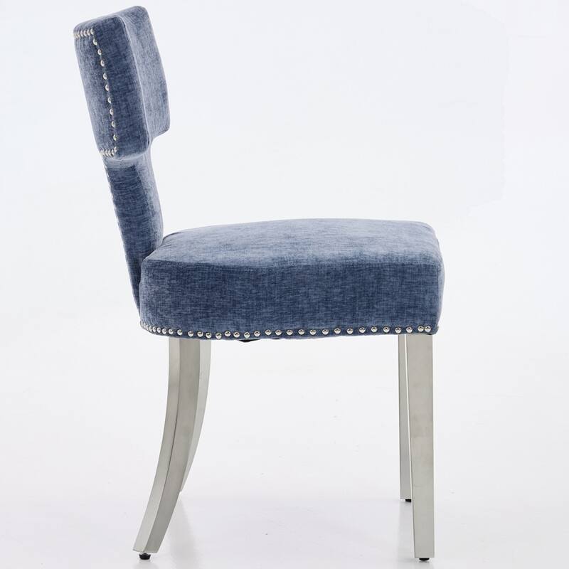 Farmhouse Fabric Upholstered Accent Chair Curved Backrest with Copper Nails around