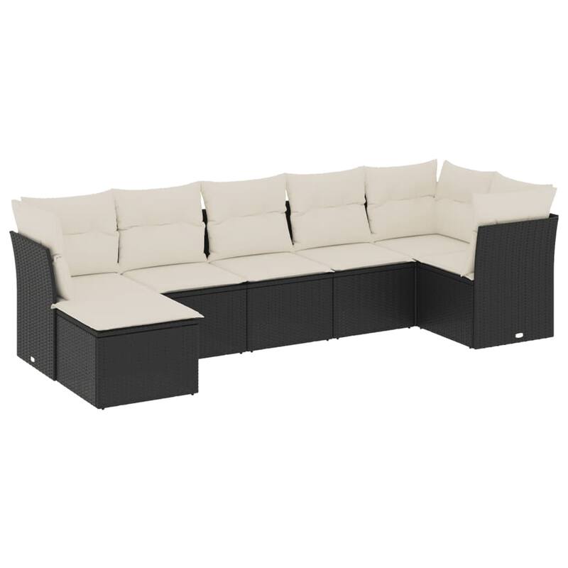 vidaXL Garden Sofa Set Black PE rattan, powder-coated steel, fabric - 24.4 x 24.4 x 27.2