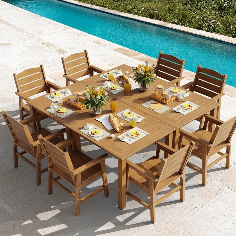 WINSOON 12-Piece HIPS All Weather Outdoor Patio Dining Sets 4-Tables and 8-Chairs