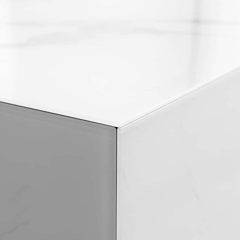 Faux Marble Solid Block Rectangular Coffee Table