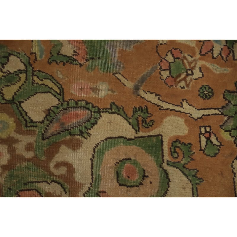 Hand Knotted Oriental 100% Wool Carpet Traditional Floral Oranges & Rust Tabriz Area Rug - 12' 10'' X 9' 9''