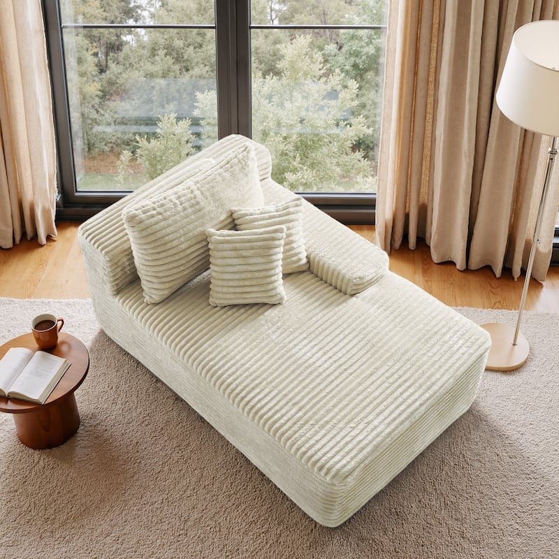 Cathy 41" W No Assembly Required Chaise Lounge - Right Facing - White