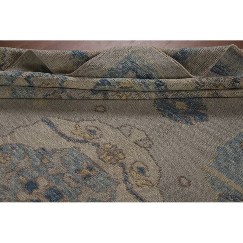 Hand Knotted Oriental 100% Wool Carpet Transitional All-Over Beige & Ivories Oushak Area Rug - 10' 9'' X 8' 5''