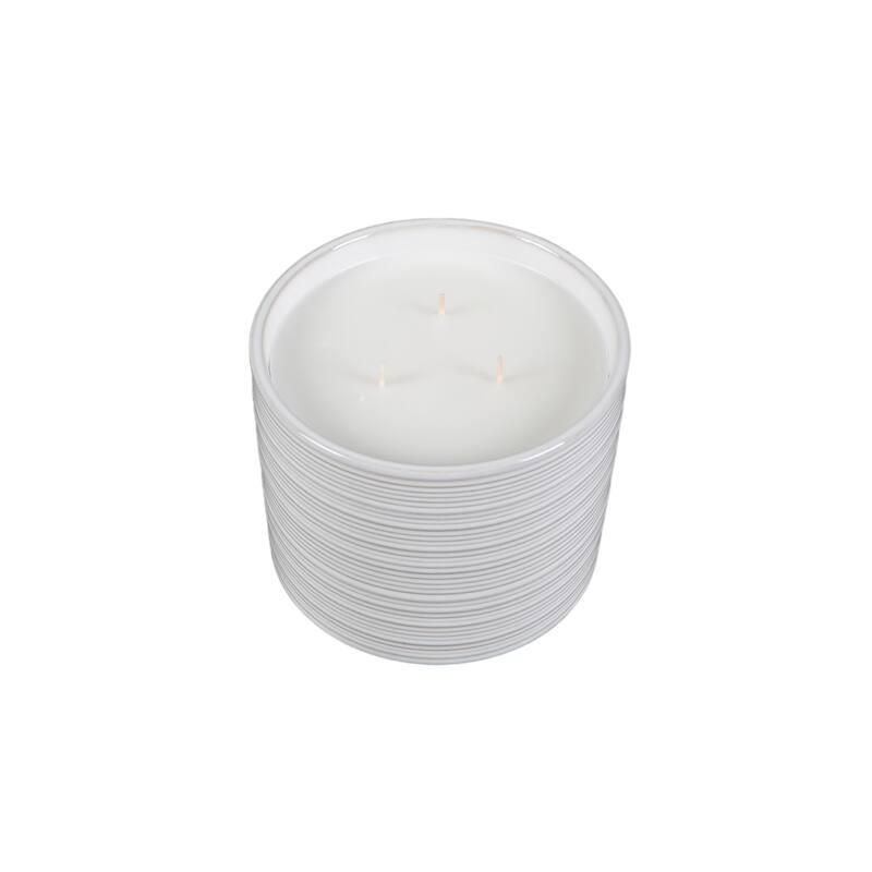 6in Ceramic Rib Candle - Gardenia Blossom, 35.5 oz