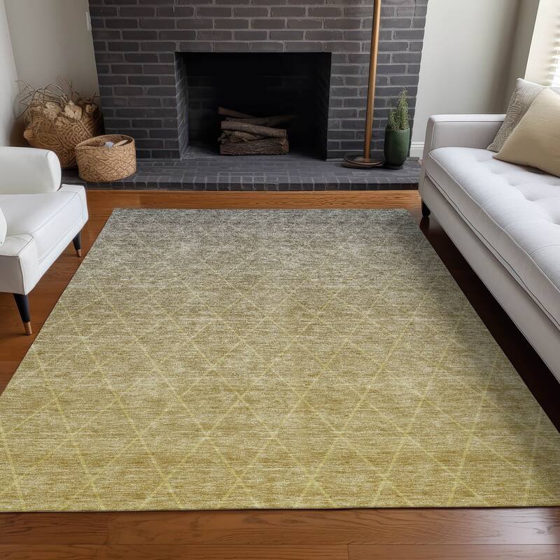 Machine Washable Indoor/ Outdoor Ombre Trellis Chantille Rug