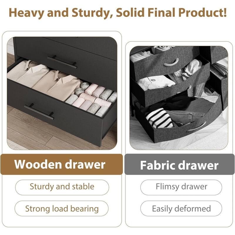 6 Drawer Freestanding Dresser Storage Chest for Living Room, Bedroom