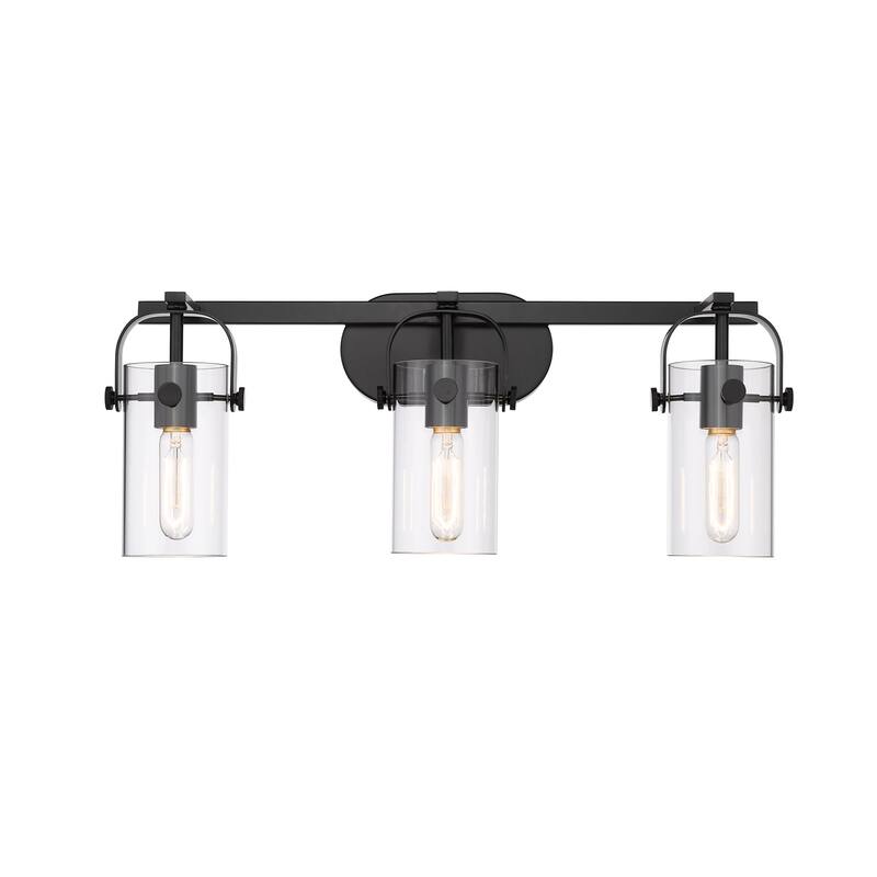Innovations Lighting 423-3W-11-24 Pilaster Vanity Pilaster 3 Light 24" - Matte Black / Clear