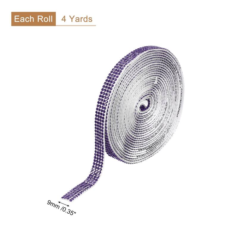 Self Adhesive Rhinestone Strips, Crystal Rhinestone Ribbon - Violet - 4 yards x 0.35 inch