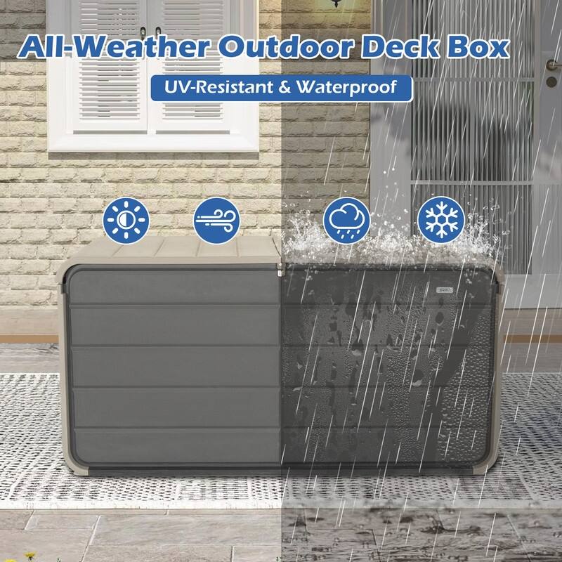 Domi 200 Resin Gallon Outdoor Storage Box - Waterproof, UV-Resistant Deck Box with Lockable Lid