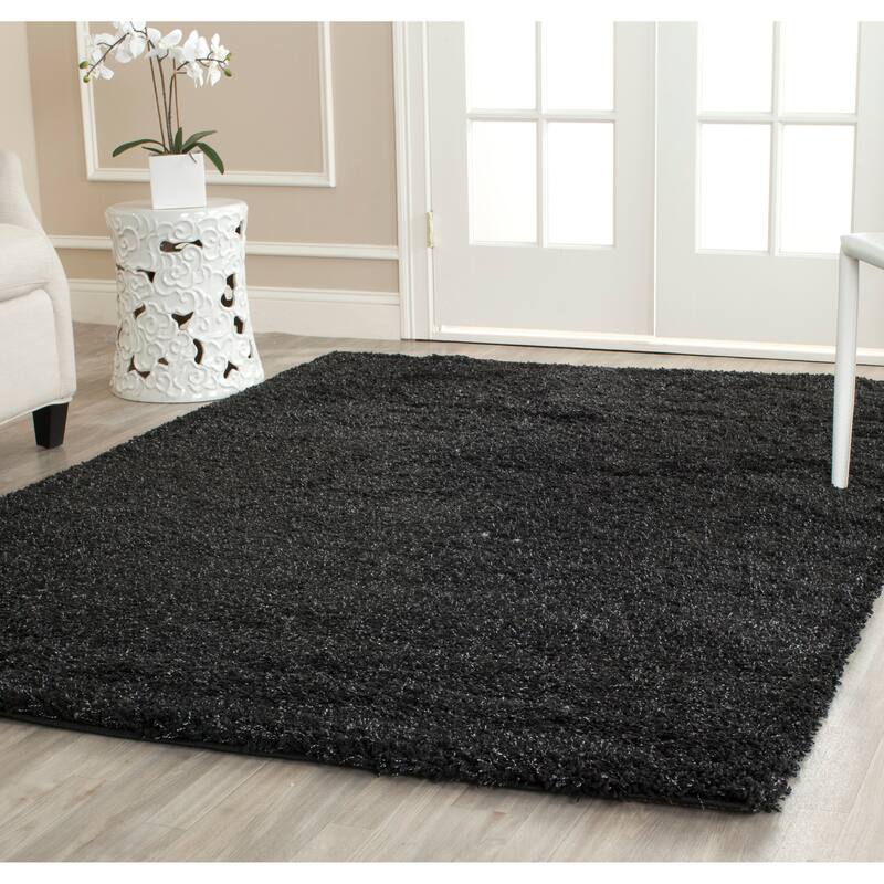 SAFAVIEH California Premium Shag Izat 2-inch Thick Area Rug - 3' x 5' - Black/Ivory