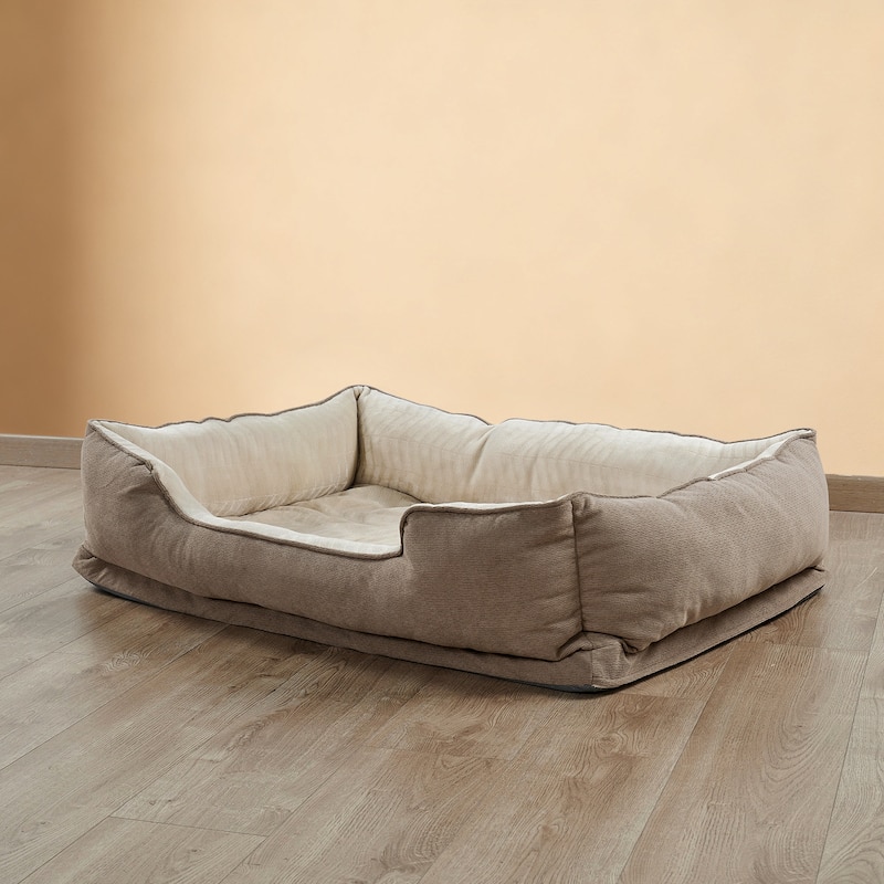 Soft Plush Bolstered Rectangle Dog Bed