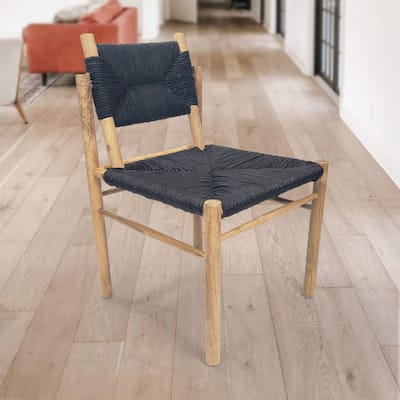 Weaved Rush and Teak Wood Accent Chair