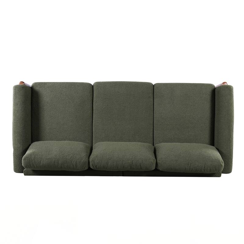 3-Seater Sofa, Curved Armrest with Integrated Solid Wood Legs