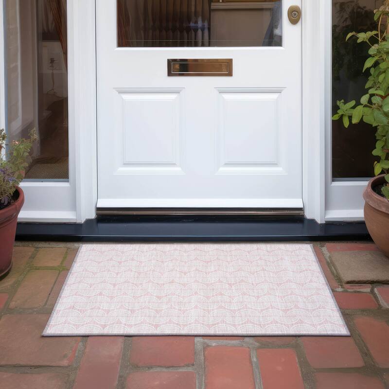 Machine Washable Indoor/ Outdoor Wavy Modern Chantille Rug