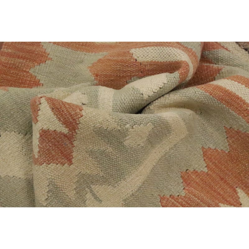Hand Woven Oriental 100% Wool Carpet Southwestern Tribal Green Kilim Area Rug - 5' 3'' X 3' 0''