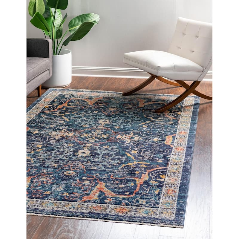 Traditional Nixa Collection Area Rug - 7'x10'2" - Navy Blue