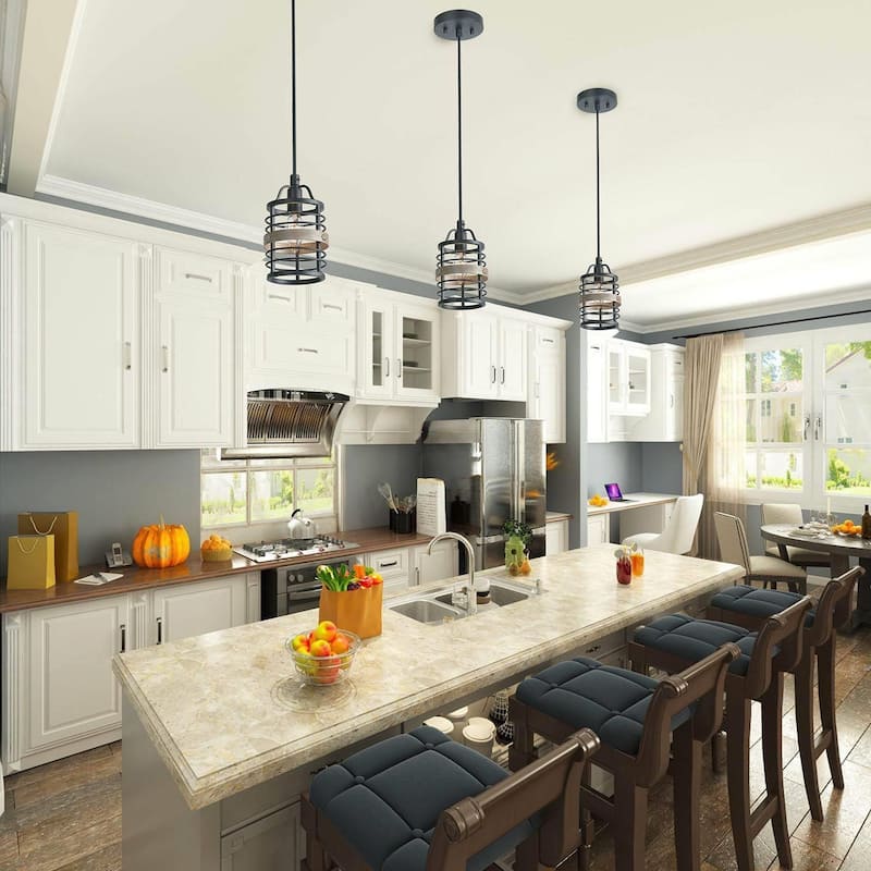 Carbon Loft Farmhouse 1-Light Cage Island Pendant Light - D4.7"*H7.9"