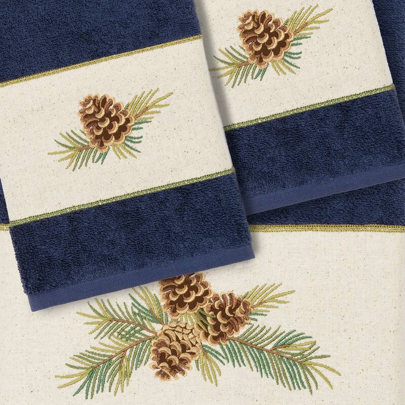 Authentic Hotel and Spa 100% Turkish Cotton Pierre 3PC Embellished Towel Set