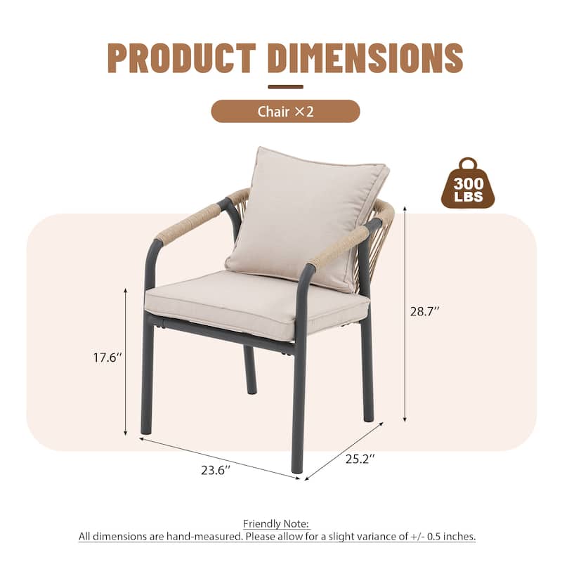 Outdoor Stackable Dining Chair Set of 2 or 4 with PE Wicker Back & Iron Frame