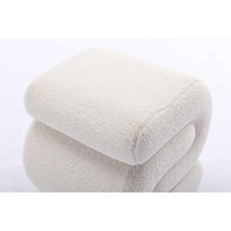 S-shape Teddy Fabric Ottoman Makeup Stool Footstool