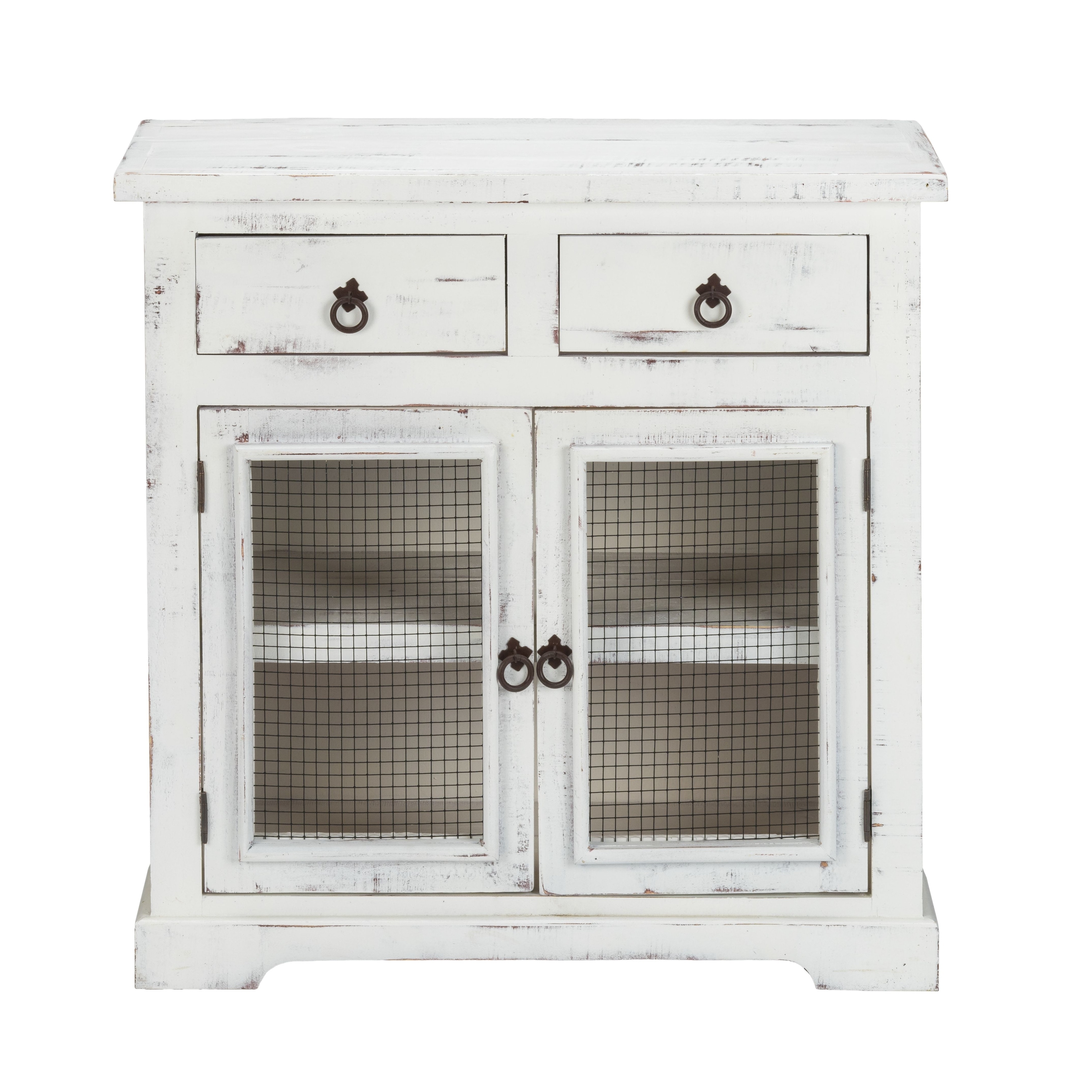 Luxury Living Solid Wood Loft Small Wine Rack Cabinet in White Distressed