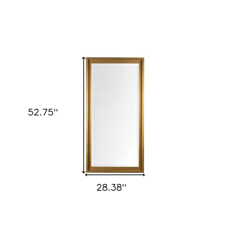 HomeRoots 53" Gold Framed Bathroom Vanity Mirror - 28.38 in. x 52.75 in. x 2.50 in.