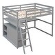preview thumbnail 12 of 12, Full Size Loft Bed with Desk and Shelves,Two Built-in Drawers
