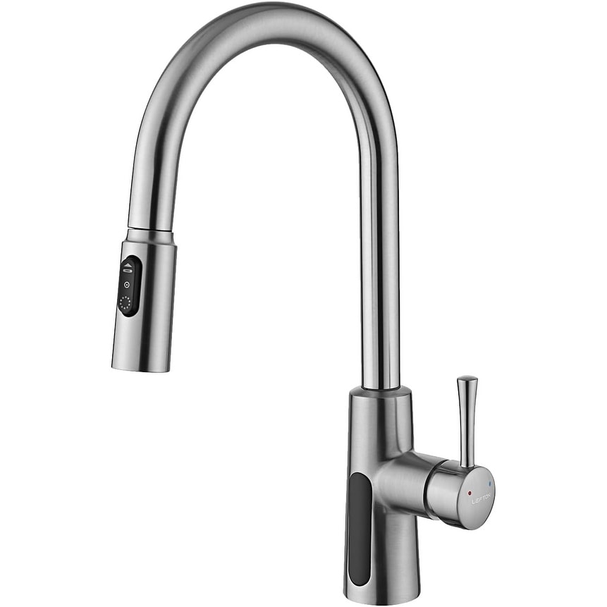 Lefton Pull-Down Kitchen Faucet with Temperature Display in Fahrenheit, 3 Water Outlet Modes, Faucet for Kitchen Sink, KF2501