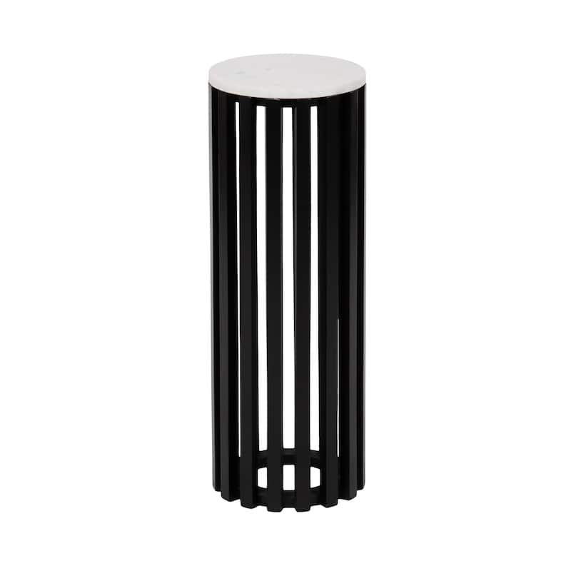Kate and Laurel Paynter Marble Drink Table - 9" Diameter - Black - Marble