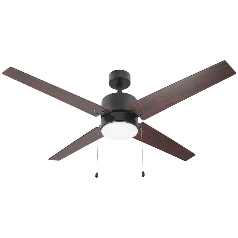CARRO Arete 52" 4-Blade Indoor Ceiling Fan with Light -Pull Chain -Reversible Blade