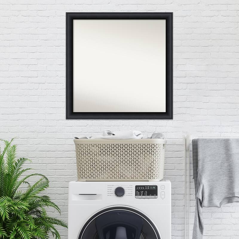 Non-Beveled Wood Bathroom Wall Mirror - Nero Black Frame - Nero Black