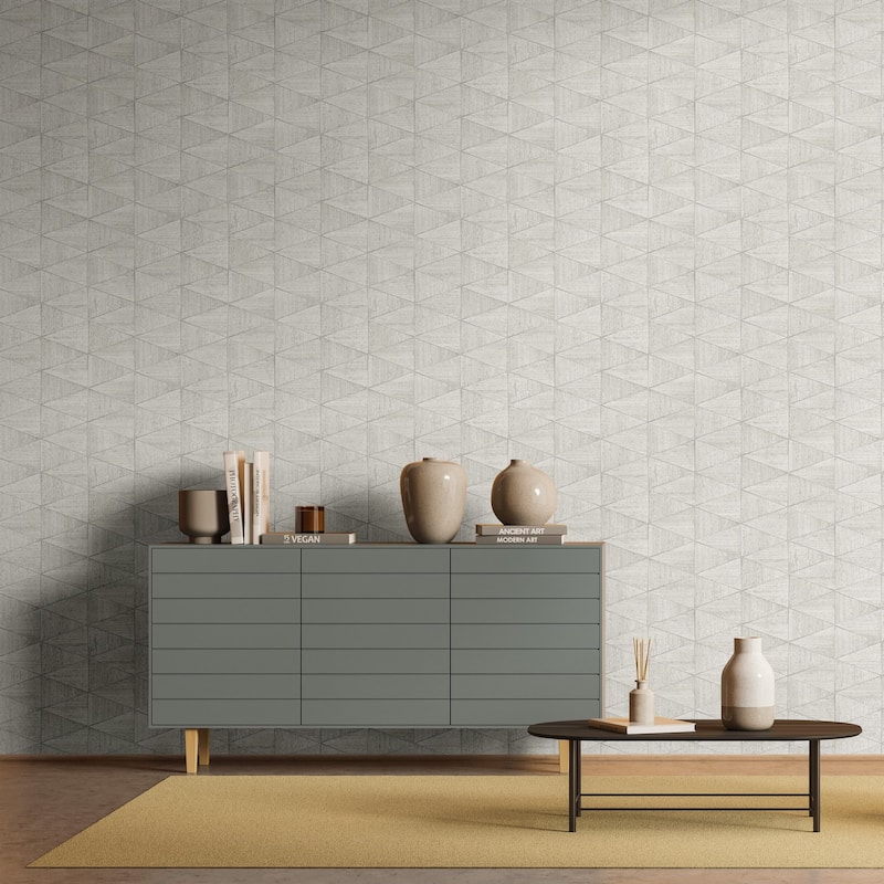 Galerie Wallcoverings Woods and Wicker Collection Triangular Wood Tile Matte Finish Vinyl on Non-woven Wallpaper Roll