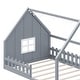 preview thumbnail 5 of 28, Wood Full Size House Floor Bed with Window,Fence and LED Lights
