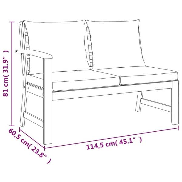 dimension image slide 1 of 15, vidaXL 4/5/6/7/9/11 Piece Patio Dining Set with Cushions Solid Wood Acacia