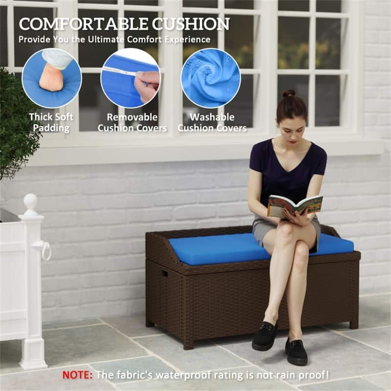2-in-1 Bench with Storage, Plush Seat Cushion & Heavy-Duty Frame - 40.25" W x 20" D x 20.5" H