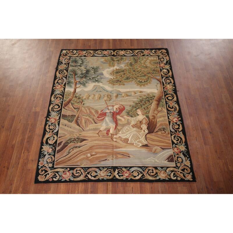 Hand Woven Oriental 100% Wool Carpet Traditional Pictorial Beige & Ivories Tapestries Area Rug - 5' 11'' X 4' 9''