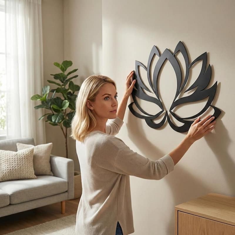 Lotus Flower Metal Wall Decor for Home and Outside - Wall-Mounted Geometric Wall Art Decor