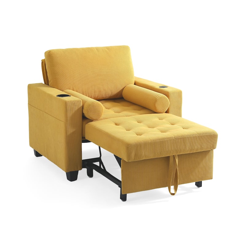 2 Set Convertible Adjustable Lounge 3-in-1 Pull-Out Sleeper Chair Bed