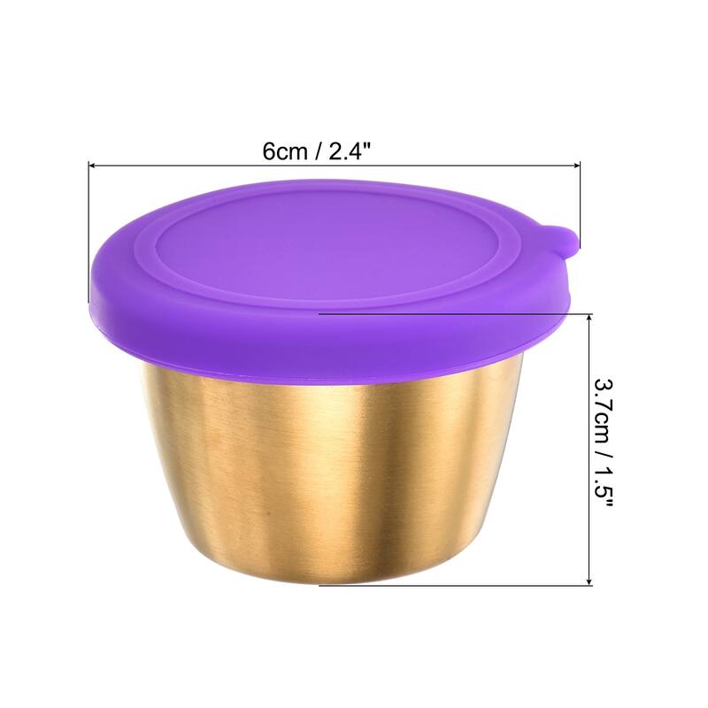 2pcs Condiment Cups Containers w Lids 2.4oz Salad Dressing Container - 2.4" W x 1.5" H - Purple