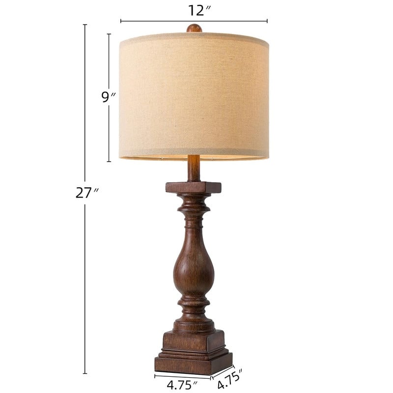 27" Farmhouse Table Lamp Set of 2 with USB A and C
