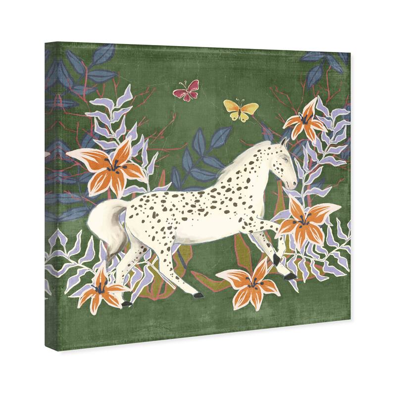 Wynwood Studio Canvas Animals Fantastic Appaloosa Green and Dark Green Traditional Wall Art Canvas Print - Green, White