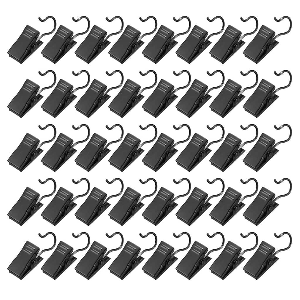Curtain Clip Hook Set Clips for Photos Home Decoration 0.71"*0.35" 40 Pack Black