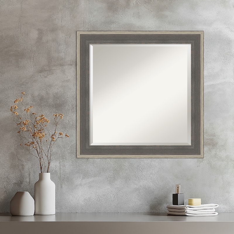 Cottage Beveled Wood Framed Wall Mirror - Cottage Grey Silver
