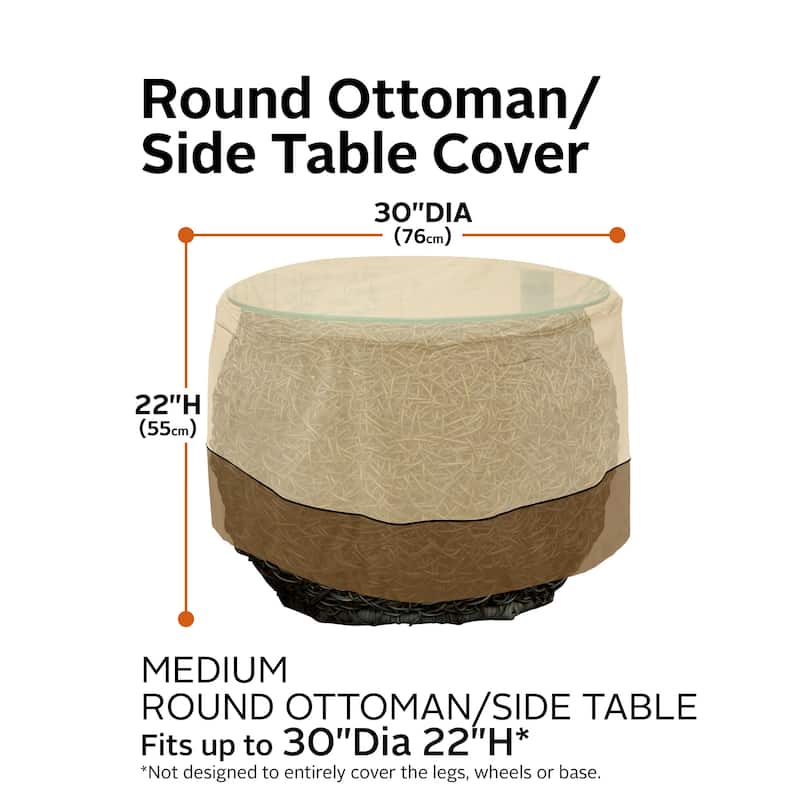 Classic Accessories Veranda Round Patio Ottoman/Coffee Table Cover - Durable and Water Resistant Outdoor Furniture Cover - 30"DIA x 22"H