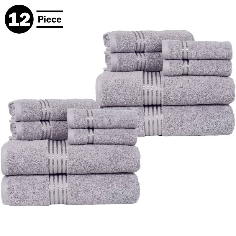 Towel Set - Cotton Bathroom Accessories with Bath Towels, Towels, and Washcloths - Machine Washable Towels by Lavish Home (Gray)