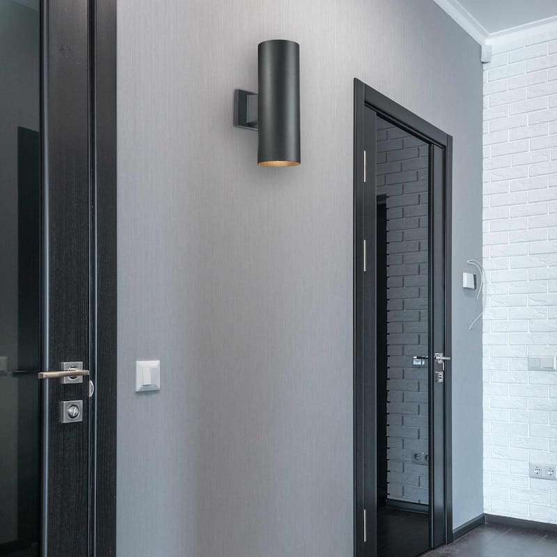 Volume Lighting 2-Light Black Outdoor Cylinder Wall Mount