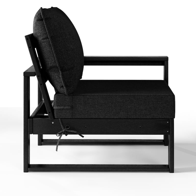 Polytrends Endless Patio Deep Seating Right Arm Chair with Black Frame